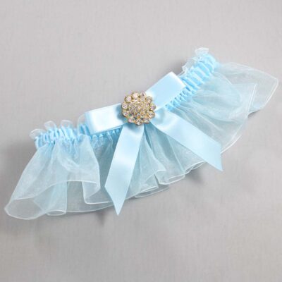 Alice Blue and Light-Blue Organza Wedding Garter / Solid Blue Wedding Garters / Wedding Garter / Custom Wedding Garter / Bridal Garter / Prom Garter / Linda Joyce Couture / Personalized Garter / Personalized Wedding Garter / Personalized Prom Garter