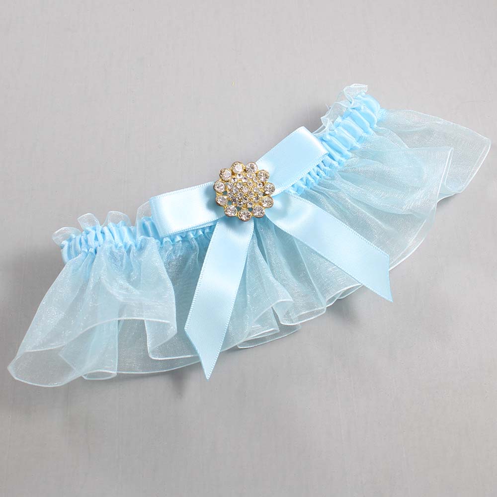 Alice Blue and Light-Blue Organza Wedding Garter / Solid Blue Wedding Garters / Wedding Garter / Custom Wedding Garter / Bridal Garter / Prom Garter / Linda Joyce Couture / Personalized Garter / Personalized Wedding Garter / Personalized Prom Garter