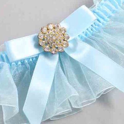 Alice Blue and Light-Blue Organza Wedding Garter / Solid Blue Wedding Garters / Wedding Garter / Custom Wedding Garter / Bridal Garter / Prom Garter / Linda Joyce Couture / Personalized Garter / Personalized Wedding Garter / Personalized Prom Garter