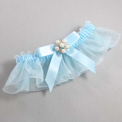 Alice Blue and Light-Blue Organza Wedding Garter / Solid Blue Wedding Garters / Wedding Garter / Custom Wedding Garter / Bridal Garter / Prom Garter / Linda Joyce Couture / Personalized Garter / Personalized Wedding Garter / Personalized Prom Garter