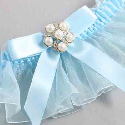 Alice Blue and Light-Blue Organza Wedding Garter / Solid Blue Wedding Garters / Wedding Garter / Custom Wedding Garter / Bridal Garter / Prom Garter / Linda Joyce Couture / Personalized Garter / Personalized Wedding Garter / Personalized Prom Garter