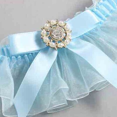 Alice Blue and Light-Blue Organza Wedding Garter / Solid Blue Wedding Garters / Wedding Garter / Custom Wedding Garter / Bridal Garter / Prom Garter / Linda Joyce Couture / Personalized Garter / Personalized Wedding Garter / Personalized Prom Garter