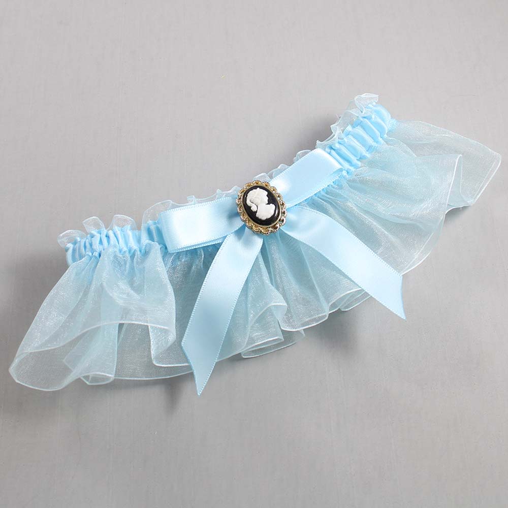Alice Blue and Light-Blue Organza Wedding Garter / Solid Blue Wedding Garters / Wedding Garter / Custom Wedding Garter / Bridal Garter / Prom Garter / Linda Joyce Couture / Personalized Garter / Personalized Wedding Garter / Personalized Prom Garter