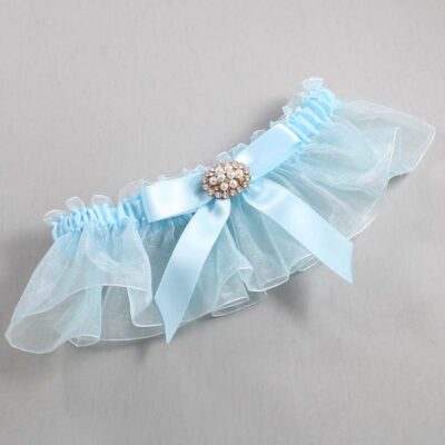 Alice Blue and Light-Blue Organza Wedding Garter / Solid Blue Wedding Garters / Wedding Garter / Custom Wedding Garter / Bridal Garter / Prom Garter / Linda Joyce Couture / Personalized Garter / Personalized Wedding Garter / Personalized Prom Garter