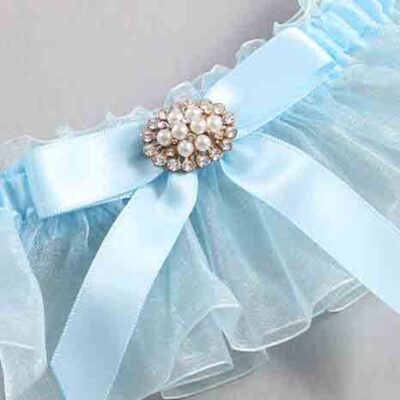 Alice Blue and Light-Blue Organza Wedding Garter / Solid Blue Wedding Garters / Wedding Garter / Custom Wedding Garter / Bridal Garter / Prom Garter / Linda Joyce Couture / Personalized Garter / Personalized Wedding Garter / Personalized Prom Garter