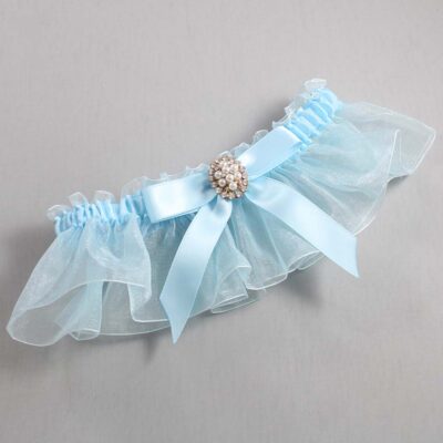 Alice Blue and Light-Blue Organza Wedding Garter / Solid Blue Wedding Garters / Wedding Garter / Custom Wedding Garter / Bridal Garter / Prom Garter / Linda Joyce Couture / Personalized Garter / Personalized Wedding Garter / Personalized Prom Garter