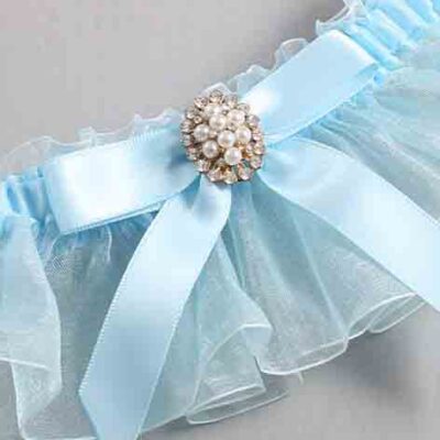 Alice Blue and Light-Blue Organza Wedding Garter / Solid Blue Wedding Garters / Wedding Garter / Custom Wedding Garter / Bridal Garter / Prom Garter / Linda Joyce Couture / Personalized Garter / Personalized Wedding Garter / Personalized Prom Garter