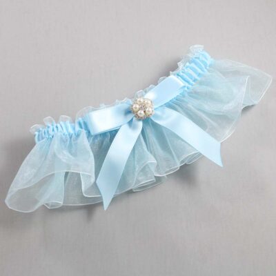 Alice Blue and Light-Blue Organza Wedding Garter / Solid Blue Wedding Garters / Wedding Garter / Custom Wedding Garter / Bridal Garter / Prom Garter / Linda Joyce Couture / Personalized Garter / Personalized Wedding Garter / Personalized Prom Garter