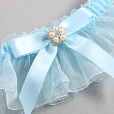 Alice Blue and Light-Blue Organza Wedding Garter / Solid Blue Wedding Garters / Wedding Garter / Custom Wedding Garter / Bridal Garter / Prom Garter / Linda Joyce Couture / Personalized Garter / Personalized Wedding Garter / Personalized Prom Garter