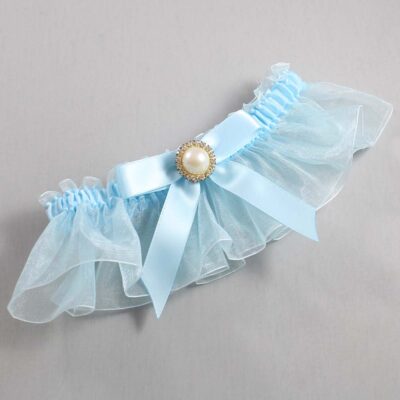 Alice Blue and Light-Blue Organza Wedding Garter / Solid Blue Wedding Garters / Wedding Garter / Custom Wedding Garter / Bridal Garter / Prom Garter / Linda Joyce Couture / Personalized Garter / Personalized Wedding Garter / Personalized Prom Garter