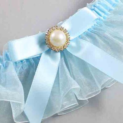 Alice Blue and Light-Blue Organza Wedding Garter / Solid Blue Wedding Garters / Wedding Garter / Custom Wedding Garter / Bridal Garter / Prom Garter / Linda Joyce Couture / Personalized Garter / Personalized Wedding Garter / Personalized Prom Garter