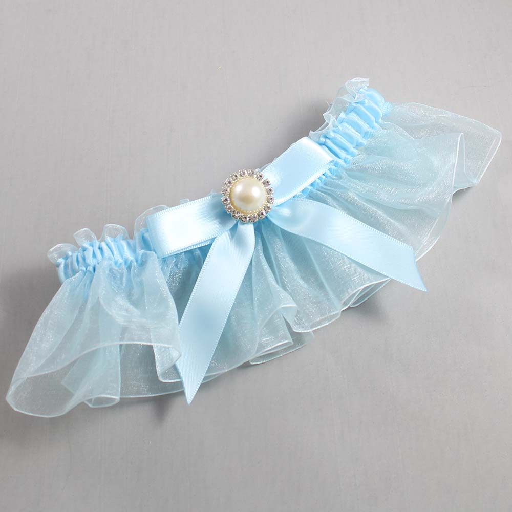 Alice Blue and Light-Blue Organza Wedding Garter / Solid Blue Wedding Garters / Wedding Garter / Custom Wedding Garter / Bridal Garter / Prom Garter / Linda Joyce Couture / Personalized Garter / Personalized Wedding Garter / Personalized Prom Garter