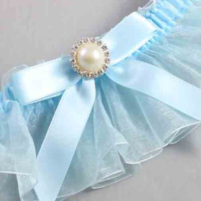 Alice Blue and Light-Blue Organza Wedding Garter / Solid Blue Wedding Garters / Wedding Garter / Custom Wedding Garter / Bridal Garter / Prom Garter / Linda Joyce Couture / Personalized Garter / Personalized Wedding Garter / Personalized Prom Garter