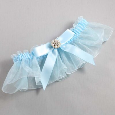 Alice Blue and Light-Blue Organza Wedding Garter / Solid Blue Wedding Garters / Wedding Garter / Custom Wedding Garter / Bridal Garter / Prom Garter / Linda Joyce Couture / Personalized Garter / Personalized Wedding Garter / Personalized Prom Garter