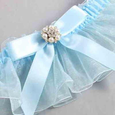 Alice Blue and Light-Blue Organza Wedding Garter / Solid Blue Wedding Garters / Wedding Garter / Custom Wedding Garter / Bridal Garter / Prom Garter / Linda Joyce Couture / Personalized Garter / Personalized Wedding Garter / Personalized Prom Garter