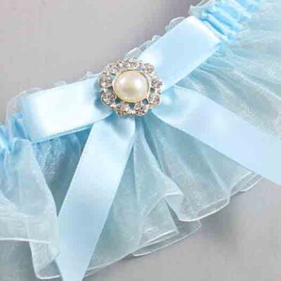 Alice Blue and Light-Blue Organza Wedding Garter / Solid Blue Wedding Garters / Wedding Garter / Custom Wedding Garter / Bridal Garter / Prom Garter / Linda Joyce Couture / Personalized Garter / Personalized Wedding Garter / Personalized Prom Garter