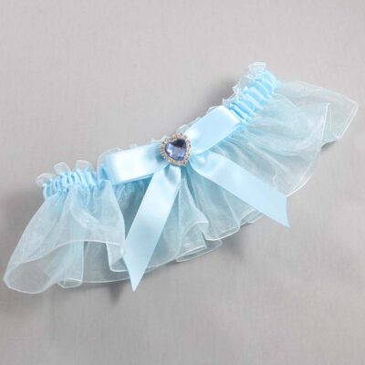 Alice Blue and Light-Blue Organza Wedding Garter / Solid Blue Wedding Garters / Wedding Garter / Custom Wedding Garter / Bridal Garter / Prom Garter / Linda Joyce Couture / Personalized Garter / Personalized Wedding Garter / Personalized Prom Garter