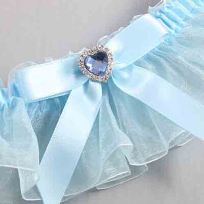 Alice Blue and Light-Blue Organza Wedding Garter / Solid Blue Wedding Garters / Wedding Garter / Custom Wedding Garter / Bridal Garter / Prom Garter / Linda Joyce Couture / Personalized Garter / Personalized Wedding Garter / Personalized Prom Garter