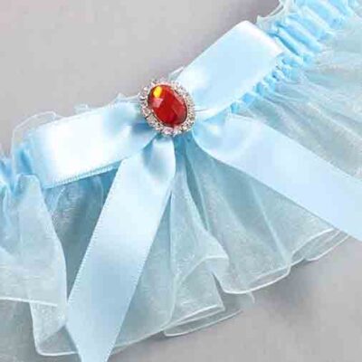 Alice Blue and Light-Blue Organza Wedding Garter / Solid Blue Wedding Garters / Wedding Garter / Custom Wedding Garter / Bridal Garter / Prom Garter / Linda Joyce Couture / Personalized Garter / Personalized Wedding Garter / Personalized Prom Garter