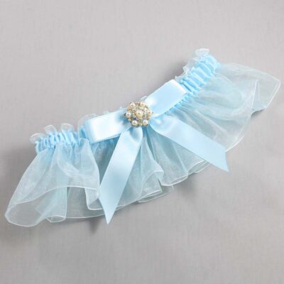 Alice Blue and Light-Blue Organza Wedding Garter / Solid Blue Wedding Garters / Wedding Garter / Custom Wedding Garter / Bridal Garter / Prom Garter / Linda Joyce Couture / Personalized Garter / Personalized Wedding Garter / Personalized Prom Garter