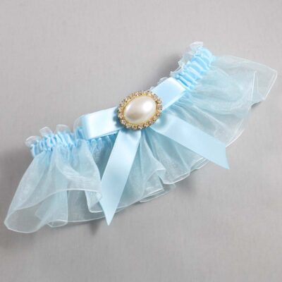 Alice Blue and Light-Blue Organza Wedding Garter / Solid Blue Wedding Garters / Wedding Garter / Custom Wedding Garter / Bridal Garter / Prom Garter / Linda Joyce Couture / Personalized Garter / Personalized Wedding Garter / Personalized Prom Garter