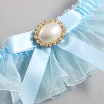 Alice Blue and Light-Blue Organza Wedding Garter / Solid Blue Wedding Garters / Wedding Garter / Custom Wedding Garter / Bridal Garter / Prom Garter / Linda Joyce Couture / Personalized Garter / Personalized Wedding Garter / Personalized Prom Garter