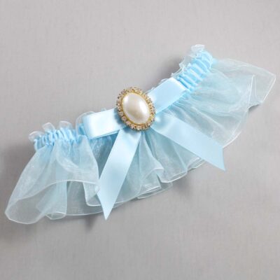 Alice Blue and Light-Blue Organza Wedding Garter / Solid Blue Wedding Garters / Wedding Garter / Custom Wedding Garter / Bridal Garter / Prom Garter / Linda Joyce Couture / Personalized Garter / Personalized Wedding Garter / Personalized Prom Garter