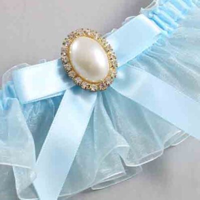 Alice Blue and Light-Blue Organza Wedding Garter / Solid Blue Wedding Garters / Wedding Garter / Custom Wedding Garter / Bridal Garter / Prom Garter / Linda Joyce Couture / Personalized Garter / Personalized Wedding Garter / Personalized Prom Garter