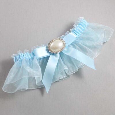 Alice Blue and Light-Blue Organza Wedding Garter / Solid Blue Wedding Garters / Wedding Garter / Custom Wedding Garter / Bridal Garter / Prom Garter / Linda Joyce Couture / Personalized Garter / Personalized Wedding Garter / Personalized Prom Garter