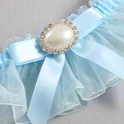 Alice Blue and Light-Blue Organza Wedding Garter / Solid Blue Wedding Garters / Wedding Garter / Custom Wedding Garter / Bridal Garter / Prom Garter / Linda Joyce Couture / Personalized Garter / Personalized Wedding Garter / Personalized Prom Garter