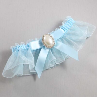 Alice Blue and Light-Blue Organza Wedding Garter / Solid Blue Wedding Garters / Wedding Garter / Custom Wedding Garter / Bridal Garter / Prom Garter / Linda Joyce Couture / Personalized Garter / Personalized Wedding Garter / Personalized Prom Garter