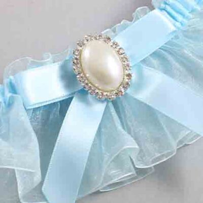 Alice Blue and Light-Blue Organza Wedding Garter / Solid Blue Wedding Garters / Wedding Garter / Custom Wedding Garter / Bridal Garter / Prom Garter / Linda Joyce Couture / Personalized Garter / Personalized Wedding Garter / Personalized Prom Garter