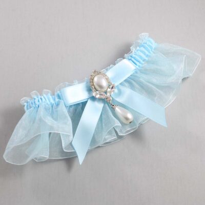 Alice Blue and Light-Blue Organza Wedding Garter / Solid Blue Wedding Garters / Wedding Garter / Custom Wedding Garter / Bridal Garter / Prom Garter / Linda Joyce Couture / Personalized Garter / Personalized Wedding Garter / Personalized Prom Garter