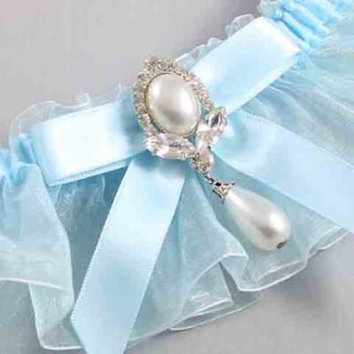 Alice Blue and Light-Blue Organza Wedding Garter / Solid Blue Wedding Garters / Wedding Garter / Custom Wedding Garter / Bridal Garter / Prom Garter / Linda Joyce Couture / Personalized Garter / Personalized Wedding Garter / Personalized Prom Garter
