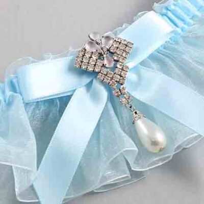Alice Blue and Light-Blue Organza Wedding Garter / Solid Blue Wedding Garters / Wedding Garter / Custom Wedding Garter / Bridal Garter / Prom Garter / Linda Joyce Couture / Personalized Garter / Personalized Wedding Garter / Personalized Prom Garter