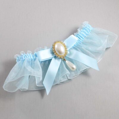 Alice Blue and Light-Blue Organza Wedding Garter / Solid Blue Wedding Garters / Wedding Garter / Custom Wedding Garter / Bridal Garter / Prom Garter / Linda Joyce Couture / Personalized Garter / Personalized Wedding Garter / Personalized Prom Garter
