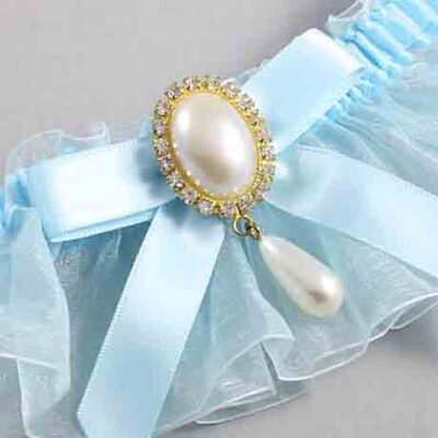 Alice Blue and Light-Blue Organza Wedding Garter / Solid Blue Wedding Garters / Wedding Garter / Custom Wedding Garter / Bridal Garter / Prom Garter / Linda Joyce Couture / Personalized Garter / Personalized Wedding Garter / Personalized Prom Garter