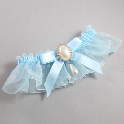 Alice Blue and Light-Blue Organza Wedding Garter / Solid Blue Wedding Garters / Wedding Garter / Custom Wedding Garter / Bridal Garter / Prom Garter / Linda Joyce Couture / Personalized Garter / Personalized Wedding Garter / Personalized Prom Garter