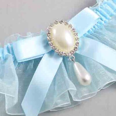 Alice Blue and Light-Blue Organza Wedding Garter / Solid Blue Wedding Garters / Wedding Garter / Custom Wedding Garter / Bridal Garter / Prom Garter / Linda Joyce Couture / Personalized Garter / Personalized Wedding Garter / Personalized Prom Garter