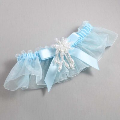 Alice Blue and Light-Blue Organza Wedding Garter / Solid Blue Wedding Garters / Wedding Garter / Custom Wedding Garter / Bridal Garter / Prom Garter / Linda Joyce Couture / Personalized Garter / Personalized Wedding Garter / Personalized Prom Garter
