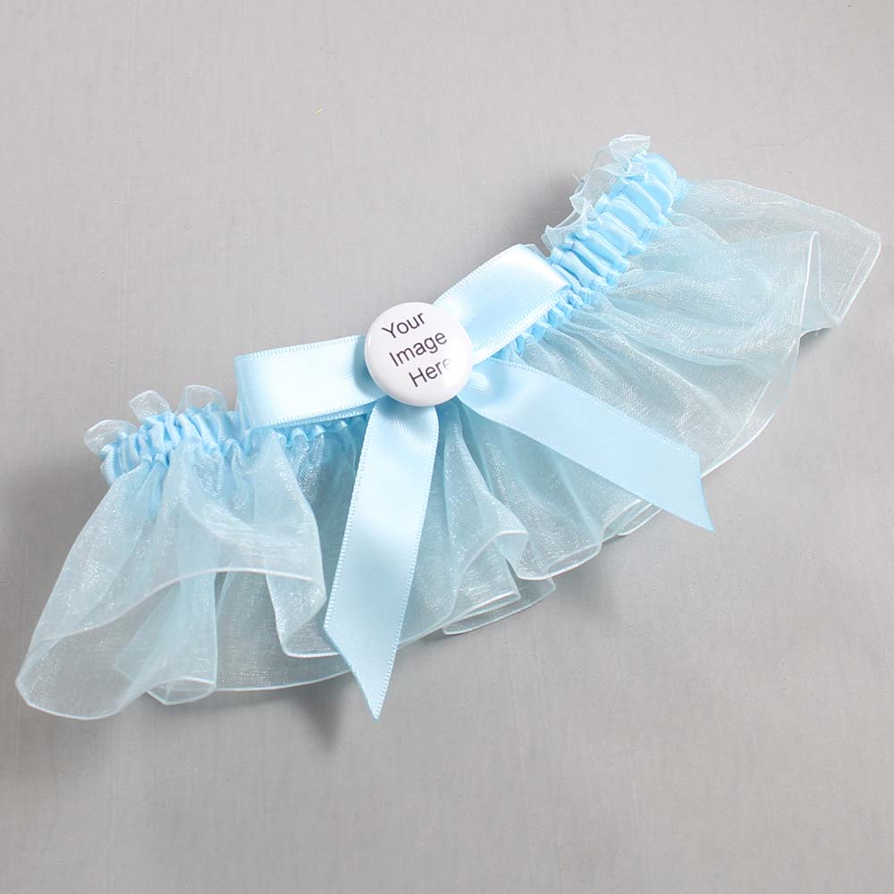 Alice Blue and Light-Blue Organza Wedding Garter / Solid Blue Wedding Garters / Wedding Garter / Custom Wedding Garter / Bridal Garter / Prom Garter / Linda Joyce Couture / Personalized Garter / Personalized Wedding Garter / Personalized Prom Garter