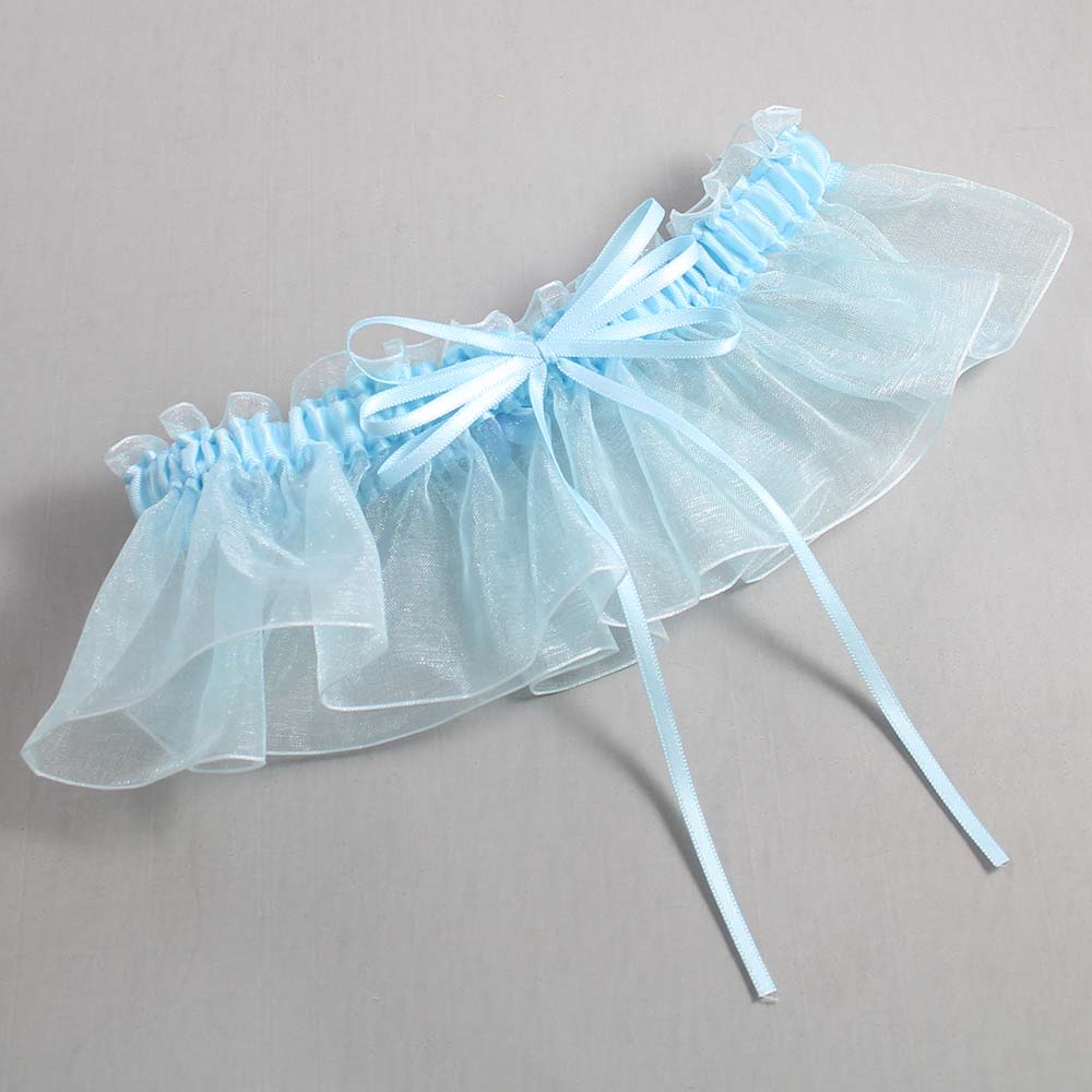 Alice Blue and Light-Blue Organza Wedding Garter / Solid Blue Wedding Garters / Wedding Garter / Custom Wedding Garter / Bridal Garter / Prom Garter / Linda Joyce Couture / Personalized Garter / Personalized Wedding Garter / Personalized Prom Garter