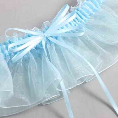 Alice Blue and Light-Blue Organza Wedding Garter / Solid Blue Wedding Garters / Wedding Garter / Custom Wedding Garter / Bridal Garter / Prom Garter / Linda Joyce Couture / Personalized Garter / Personalized Wedding Garter / Personalized Prom Garter