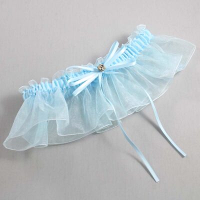 Alice Blue and Light-Blue Organza Wedding Garter / Solid Blue Wedding Garters / Wedding Garter / Custom Wedding Garter / Bridal Garter / Prom Garter / Linda Joyce Couture / Personalized Garter / Personalized Wedding Garter / Personalized Prom Garter