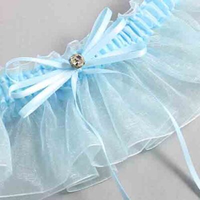 Alice Blue and Light-Blue Organza Wedding Garter / Solid Blue Wedding Garters / Wedding Garter / Custom Wedding Garter / Bridal Garter / Prom Garter / Linda Joyce Couture / Personalized Garter / Personalized Wedding Garter / Personalized Prom Garter