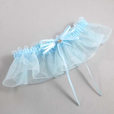 Alice Blue and Light-Blue Organza Wedding Garter / Solid Blue Wedding Garters / Wedding Garter / Custom Wedding Garter / Bridal Garter / Prom Garter / Linda Joyce Couture / Personalized Garter / Personalized Wedding Garter / Personalized Prom Garter