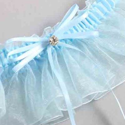 Alice Blue and Light-Blue Organza Wedding Garter / Solid Blue Wedding Garters / Wedding Garter / Custom Wedding Garter / Bridal Garter / Prom Garter / Linda Joyce Couture / Personalized Garter / Personalized Wedding Garter / Personalized Prom Garter