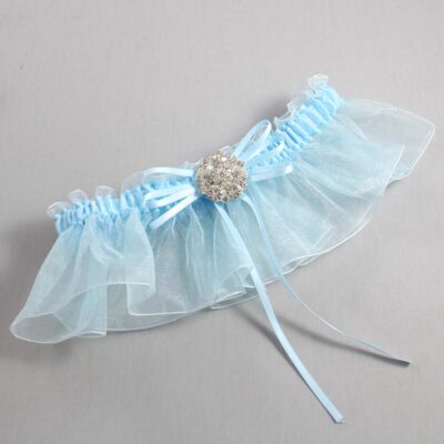Alice Blue and Light-Blue Organza Wedding Garter / Solid Blue Wedding Garters / Wedding Garter / Custom Wedding Garter / Bridal Garter / Prom Garter / Linda Joyce Couture / Personalized Garter / Personalized Wedding Garter / Personalized Prom Garter