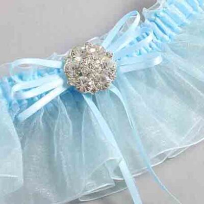 Alice Blue and Light-Blue Organza Wedding Garter / Solid Blue Wedding Garters / Wedding Garter / Custom Wedding Garter / Bridal Garter / Prom Garter / Linda Joyce Couture / Personalized Garter / Personalized Wedding Garter / Personalized Prom Garter