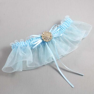 Alice Blue and Light-Blue Organza Wedding Garter / Solid Blue Wedding Garters / Wedding Garter / Custom Wedding Garter / Bridal Garter / Prom Garter / Linda Joyce Couture / Personalized Garter / Personalized Wedding Garter / Personalized Prom Garter